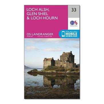 N/A Ordnance Survey Landranger 33 Loch Alsh, Glen Shiel & Loch Hourn Map With Digital Version