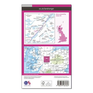 Pink Ordnance Survey Landranger 34 Fort Augustus, Glen Roy & Glen Moriston Map With Digital Version