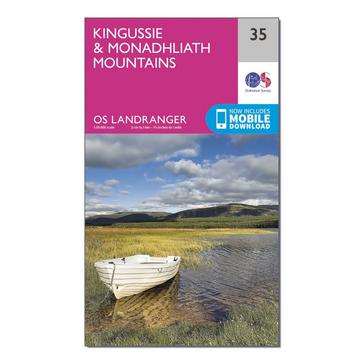 Pink Ordnance Survey Landranger 35 Kingussie & Monadhliath Mountains Map