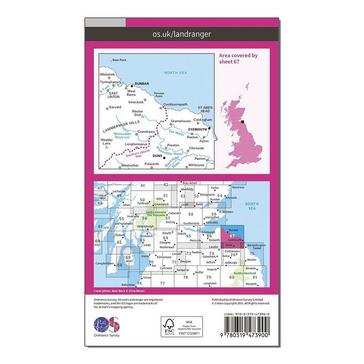 Pink Ordnance Survey Landranger Active 67 Duns, Dunbar & Eyemouth Map With Digital Version