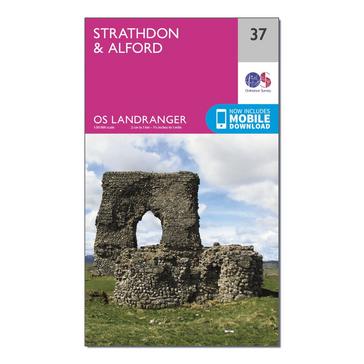 Pink Ordnance Survey Landranger 37 Strathdon & Alford Map With Digital Version