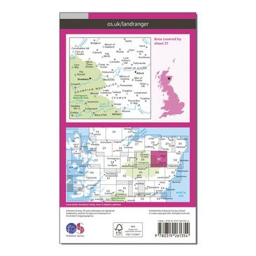 Pink Ordnance Survey Landranger 37 Strathdon & Alford Map With Digital Version