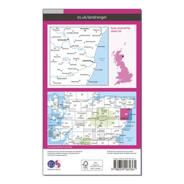 Pink Ordnance Survey Landranger 38 Aberdeen, Inverurie & Pitmedden Map With Digital Version