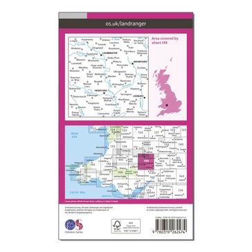 Pink Ordnance Survey Landranger 149 Hereford & Leominster, Bromyard & Ledbury Map With Digital Version