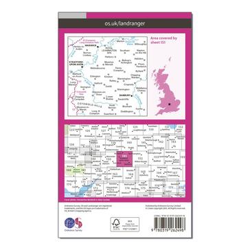 Pink Ordnance Survey Landranger 151 Stratford-upon-Avon, Warwick & Banbury Map With Digital Version