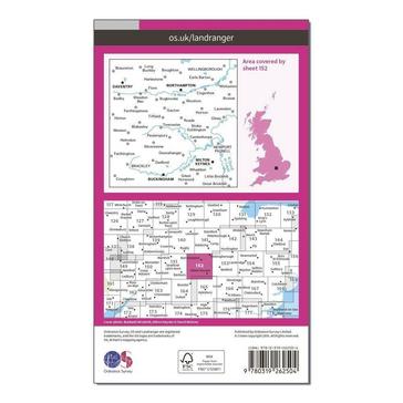 Pink Ordnance Survey Landranger 152 Northampton & Milton Keynes, Buckingham & Daventry Map With Digital Version