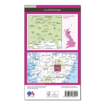 Pink Ordnance Survey Landranger 43 Braemar & Blair Atholl Map With Digital Version