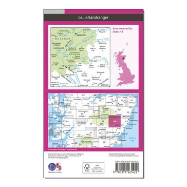 Pink Ordnance Survey Landranger 44 Ballater, Glen Clova Map With Digital Version