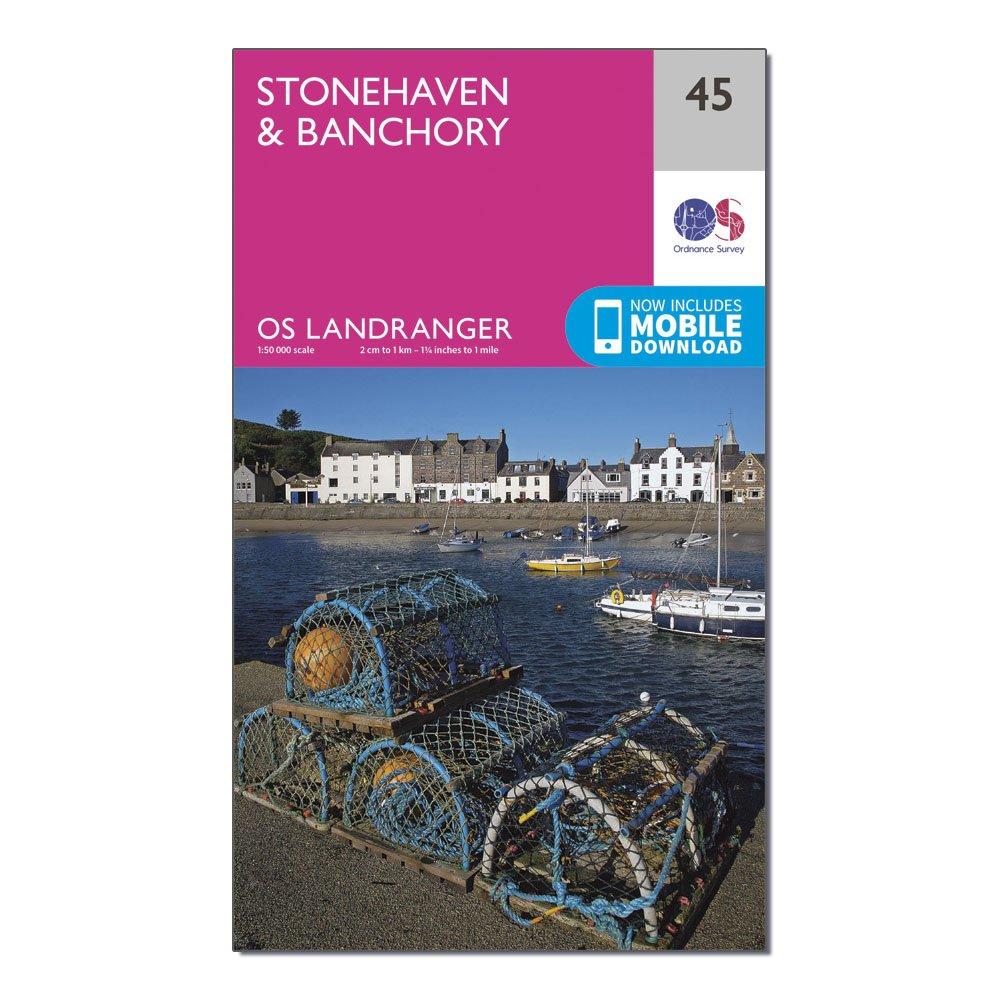 Image of Ordnance Survey Landranger 45 Stonehaven & Banchory Map With Digital Version - Pink, Pink