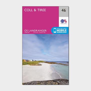 Pink Ordnance Survey Landranger 46 Coll & Tiree Map With Digital Version