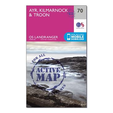N/A Ordnance Survey Landranger Active 70 Ayr, Kilmarnock & Troon Map With Digital Version
