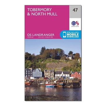 Pink Ordnance Survey Landranger 47 Tobermory & North Mull Map With Digital Version