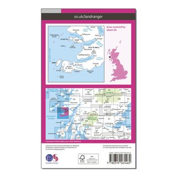 Pink Ordnance Survey Landranger 48 Iona & West Mull, Ulva Map With Digital Version