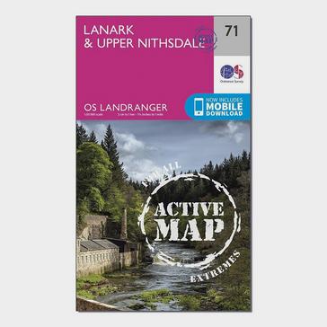 Pink Ordnance Survey Landranger Active 71 Lanark & Upper Nithsdale Map With Digital Version