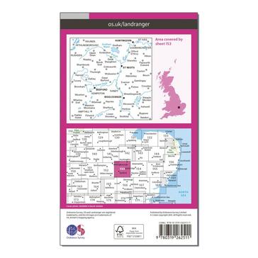 N/A Ordnance Survey Landranger 153 Bedford, Huntingdon, St Neots & Biggleswade Map With Digital Version