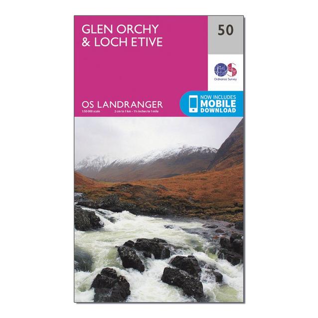 Pink Ordnance Survey Landranger 50 Glen Orchy & Loch Etive Map With Digital Version image 1