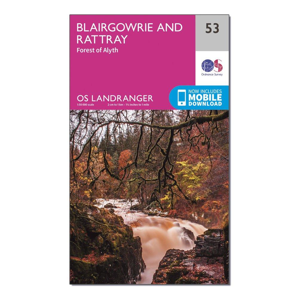 Image of Ordnance Survey Landranger 53 Blairgowrie & Forest Of Alyth Map With Digital Version - Pink, Pink