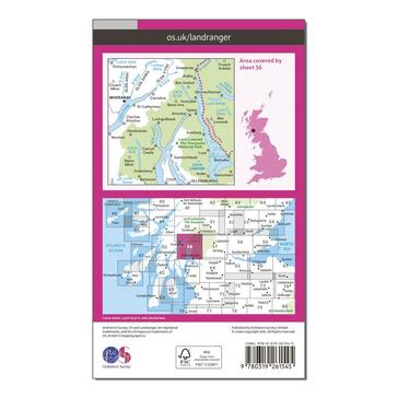 Pink Ordnance Survey Landranger 56 Loch Lomond & Inveraray Map With Digital Version