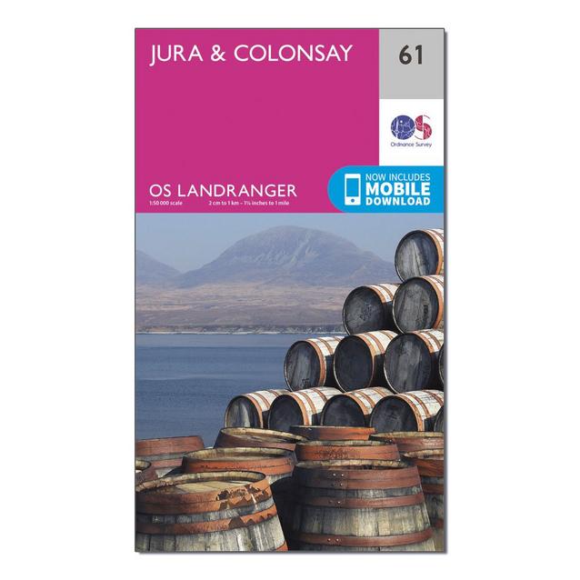 Pink Ordnance Survey Landranger 61 Jura & Colonsay Map With Digital Version image 1