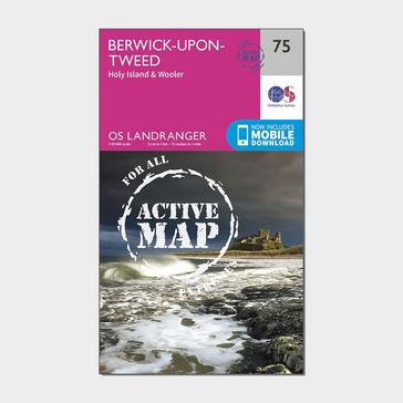 Pink Ordnance Survey Landranger Active 75 Berwick-upon-Tweed Map With Digital Version