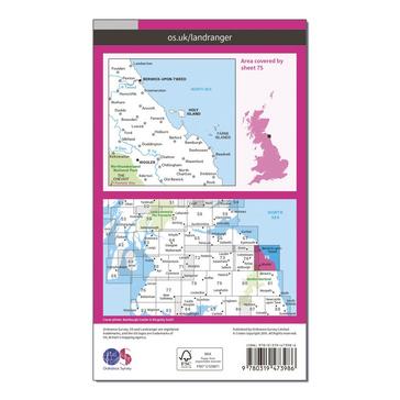 Pink Ordnance Survey Landranger Active 75 Berwick-upon-Tweed Map With Digital Version