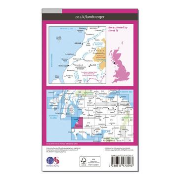 Pink Ordnance Survey Landranger Active 76 Girvan, Ballantrae & Barrhill Map With Digital Version