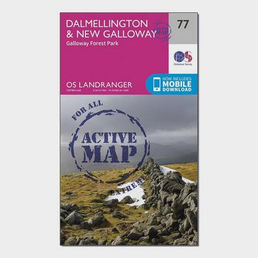 Pink Ordnance Survey Landranger Active 77 Dalmellington & New Galloway, Galloway Forest Park Map With Digital Version