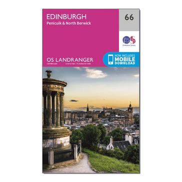 Pink Ordnance Survey Landranger 66 Edinburgh, Penicuik & North Berwick Map With Digital Version