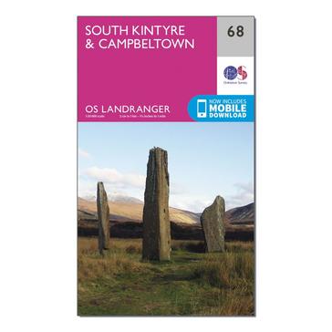 Pink Ordnance Survey Landranger 68 South Kintyre & Campbeltown Map With Digital Version
