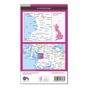 Pink Ordnance Survey Landranger 70 Ayr, Kilmarnock & Troon Map With Digital Version
