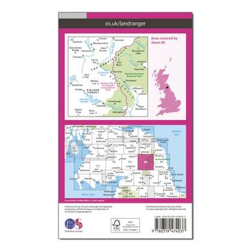 Pink Ordnance Survey Landranger Active 80 Cheviot Hills & Kielder Water Map With Digital Version