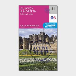 Landranger Active 81 Alnwick & Morpeth, Rothbury & Amble Map With Digital Version