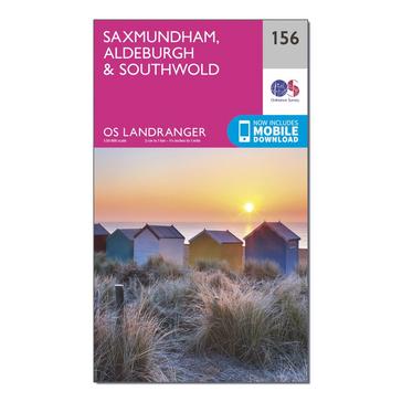 Pink Ordnance Survey Landranger 156 Saxmundham, Aldeburgh & Southwold Map With Digital Version
