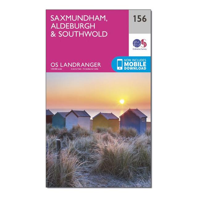 Pink Ordnance Survey Landranger 156 Saxmundham, Aldeburgh & Southwold Map With Digital Version image 1