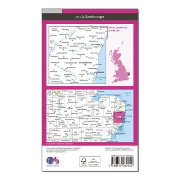 Pink Ordnance Survey Landranger 156 Saxmundham, Aldeburgh & Southwold Map With Digital Version