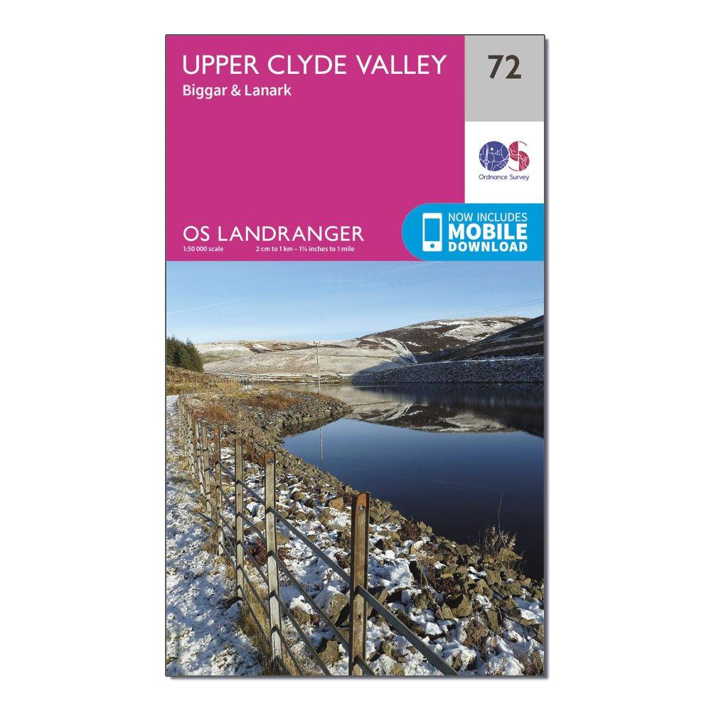 Image of Ordnance Survey Landranger 72 Upper Clyde Valley, Biggar & Lanark Map With Digital Version - Pink, Pink