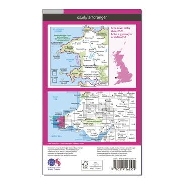 Pink Ordnance Survey Landranger 157 St David's & Haverfordwest Map With Digital Version
