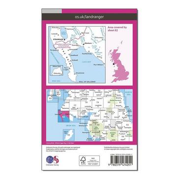 Pink Ordnance Survey Landranger Active 82 Stranraer & Glenluce Map With Digital Version