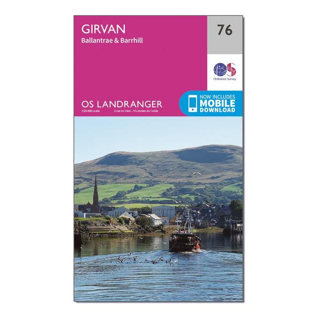 Pink Ordnance Survey Landranger 76 Girvan, Ballantrae & Barrhill Map With Digital Version image 1