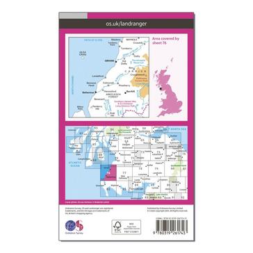 Pink Ordnance Survey Landranger 76 Girvan, Ballantrae & Barrhill Map With Digital Version