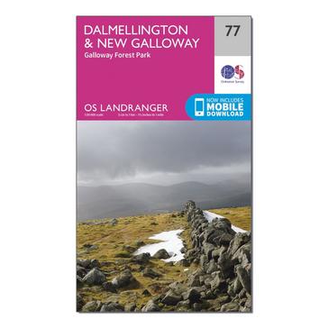 Pink Ordnance Survey Landranger 77 Dalmellington & New Galloway, Galloway Forest Park Map With Digital Version