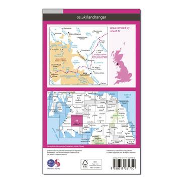 Pink Ordnance Survey Landranger 77 Dalmellington & New Galloway, Galloway Forest Park Map With Digital Version