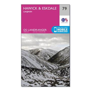 Pink Ordnance Survey Landranger 79 Hawick & Eskdale, Langholm Map With Digital Version