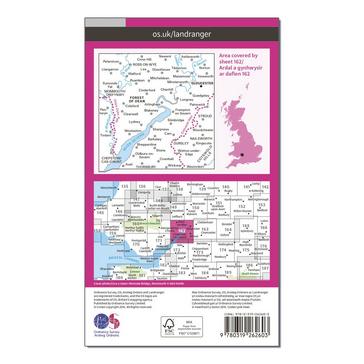 Pink Ordnance Survey Landranger 162 Gloucester & Forest of Dean Map With Digital Version