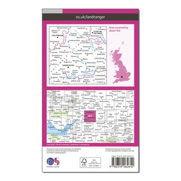 Pink Ordnance Survey Landranger 163 Cheltenham & Cirencester, Stow-on-the-Wold Map With Digital Version