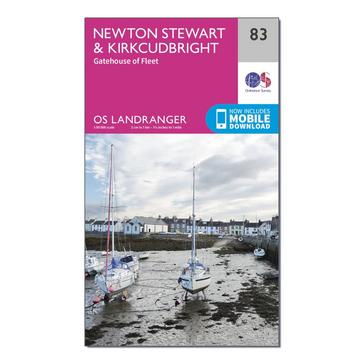 Pink Ordnance Survey Landranger 83 Newton Stewart & Kirkcudbright, Gatehouse of Fleet Map With Digital Version