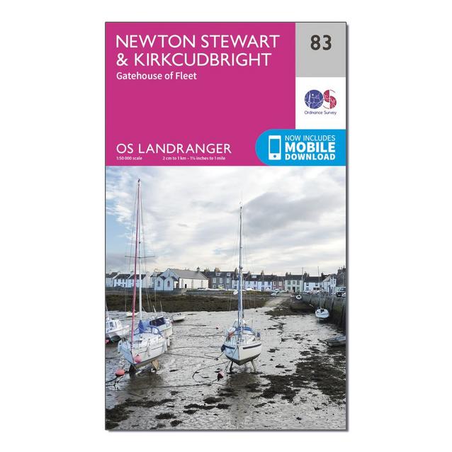 Pink Ordnance Survey Landranger 83 Newton Stewart & Kirkcudbright, Gatehouse of Fleet Map With Digital Version image 1