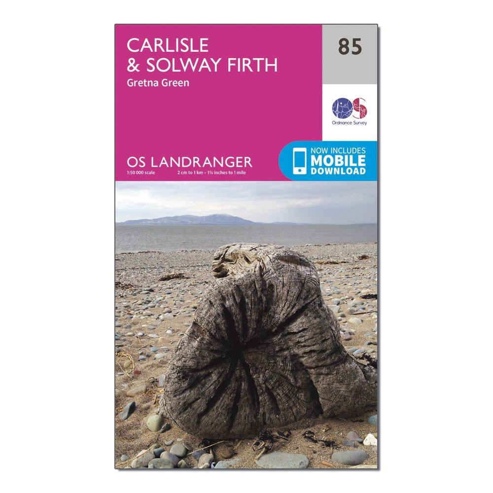 Image of Ordnance Survey Landranger 85 Carlisle & Solway Firth, Gretna Green Map With Digital Version - Pink, Pink