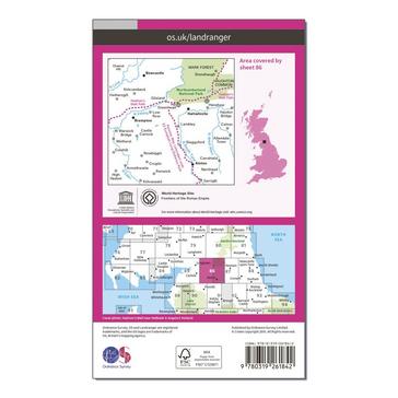 Pink Ordnance Survey Landranger 86 Haltwhistle & Brampton, Bewcastle & Alston Map With Digital Version