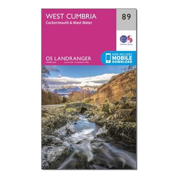 Pink Ordnance Survey Landranger 89 West Cumbria, Cockermouth & Wast Water Map With Digital Version